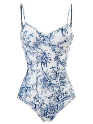 GFIT® Fashion Printed Simple Bikini One Piece Swimsuit