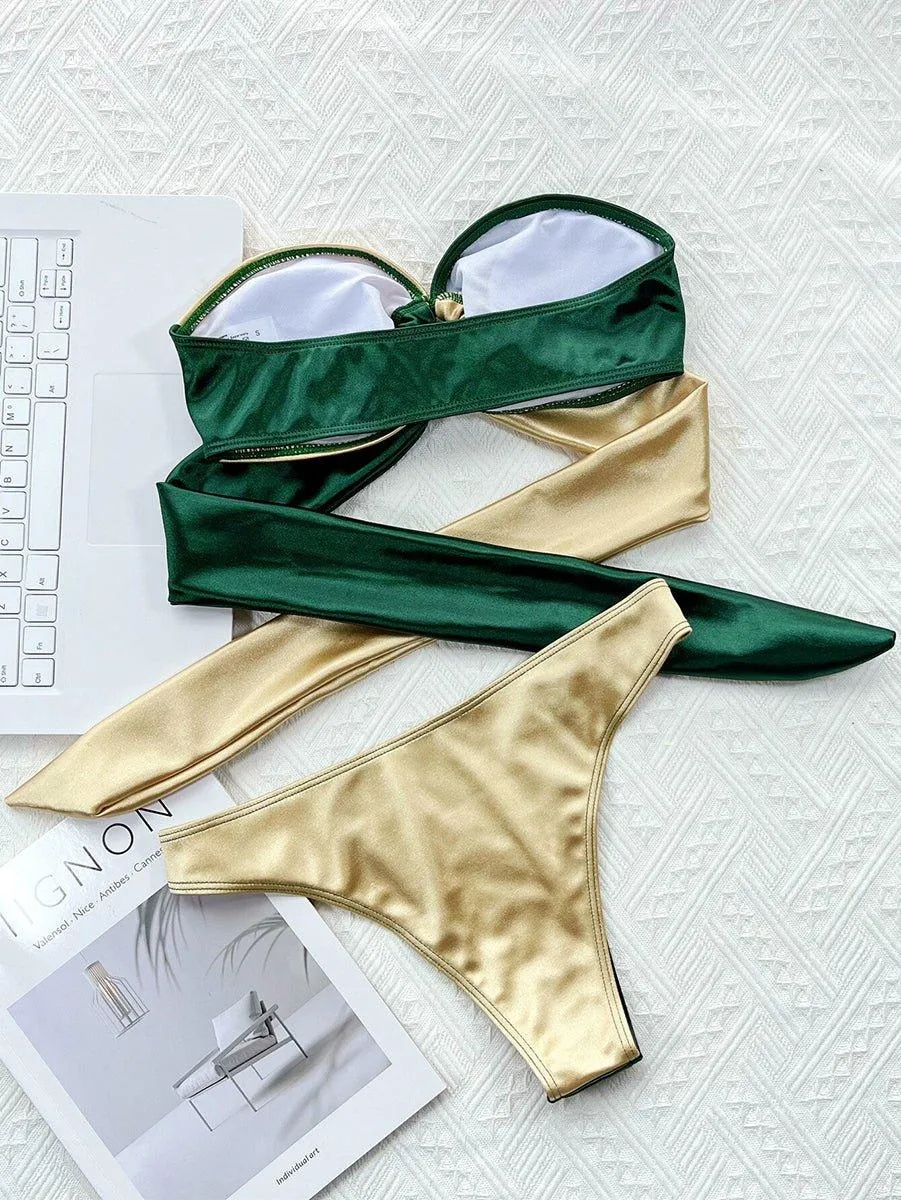 Women's Color Block Brazilian Bikini Set - GFIT Beachwear