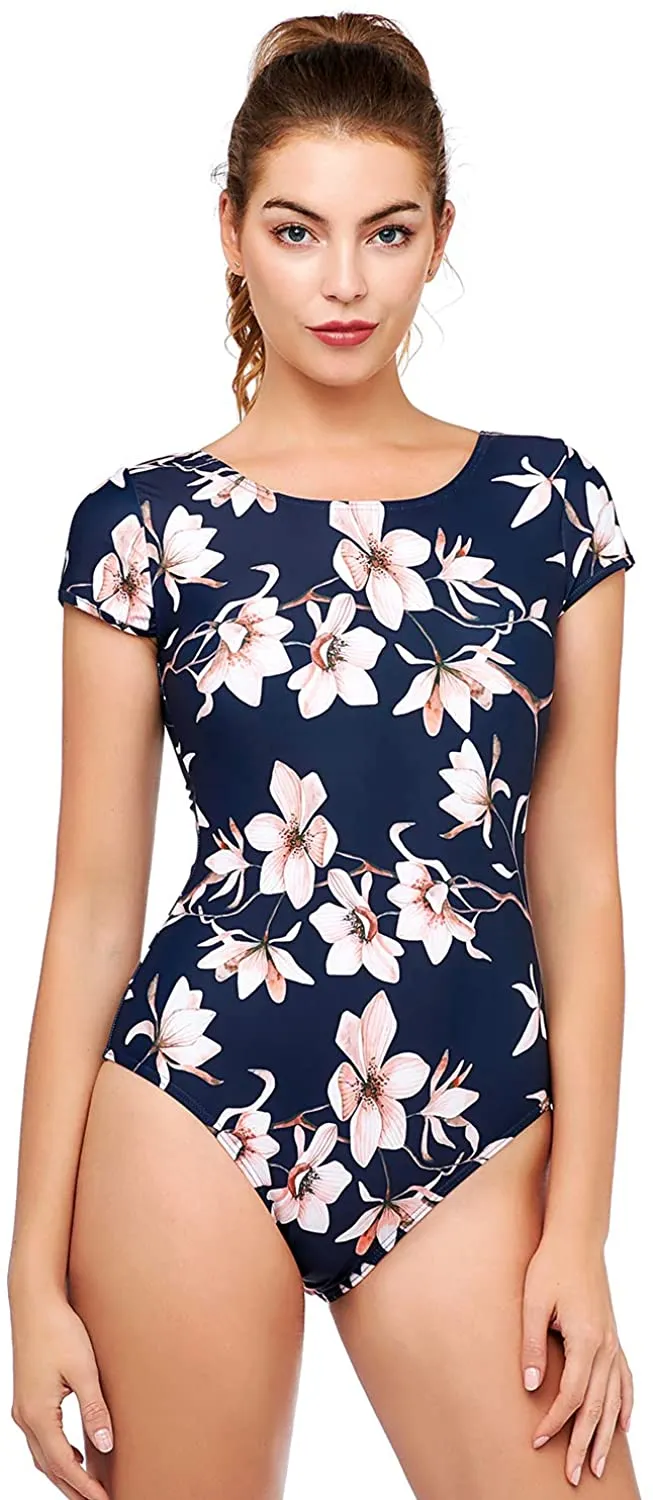 Women's Retro Short Sleeve 1 Piece Paddle Suit